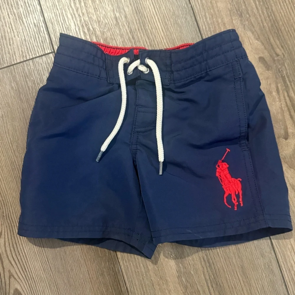 Polo Ralph Lauren Toddler Swim Trunks Navy Red Pony 2T